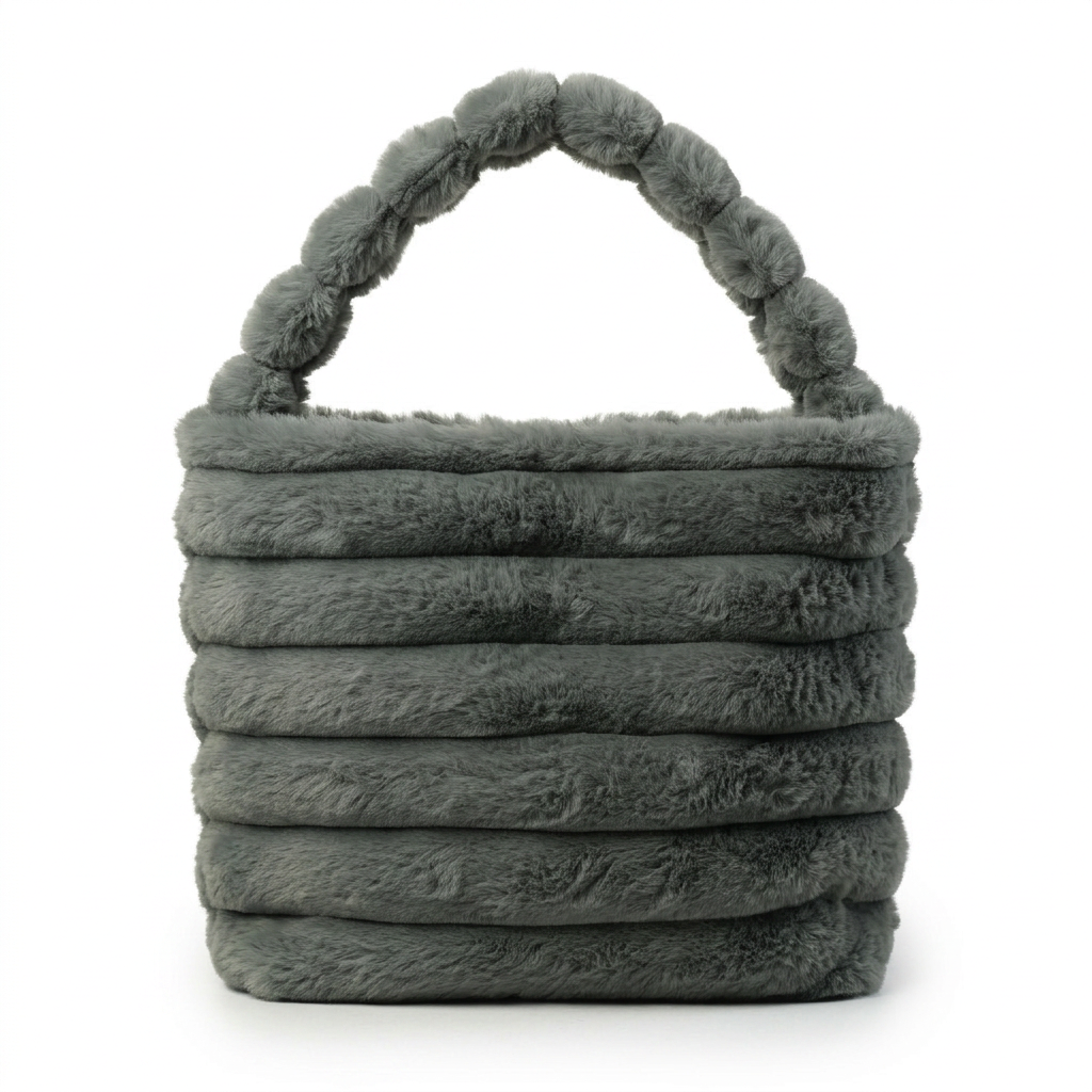 Ribbed Faux Fur Bucket Bag — additional view 10