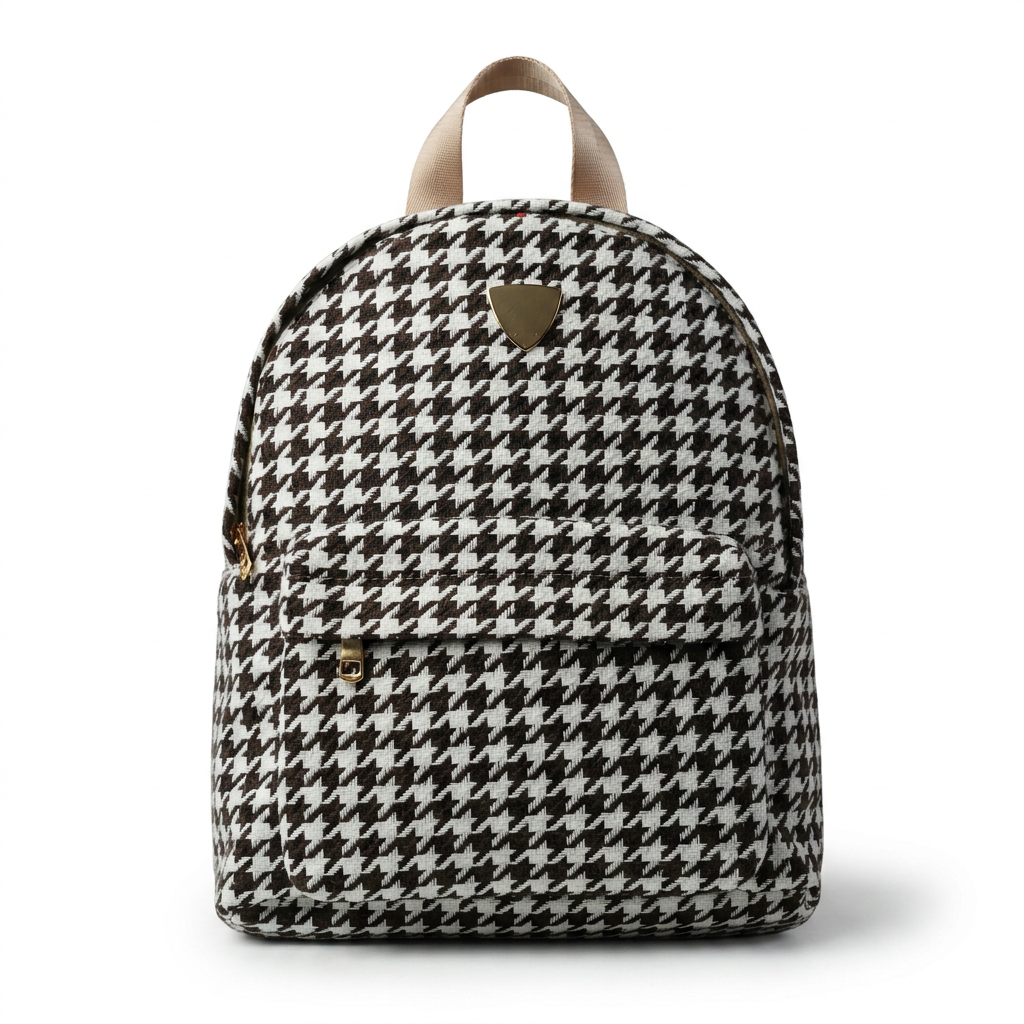Houndstooth Mini Backpack with Gold Heart Charm — additional view 6